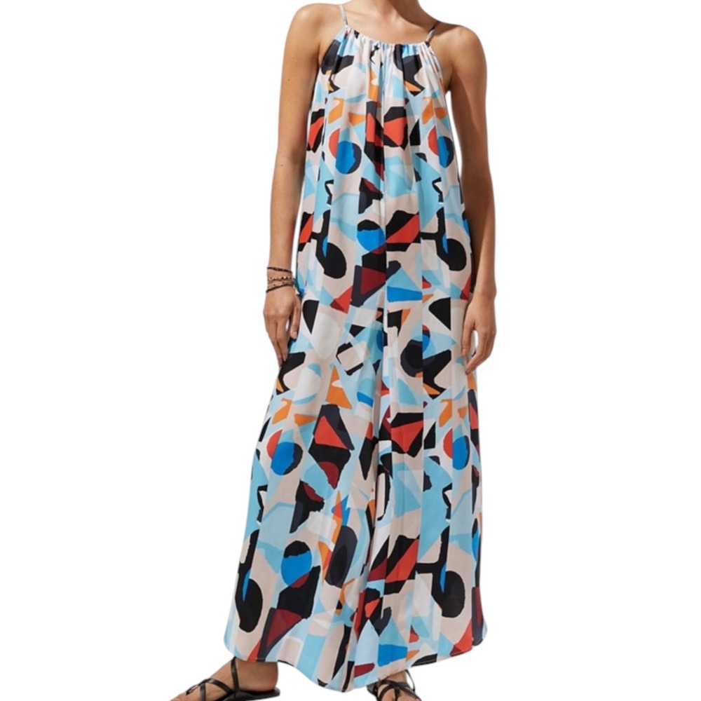 NWT Anthropologie Women's Breezy Wide Leg Jumpsuit Geometric Print Size‎ Small